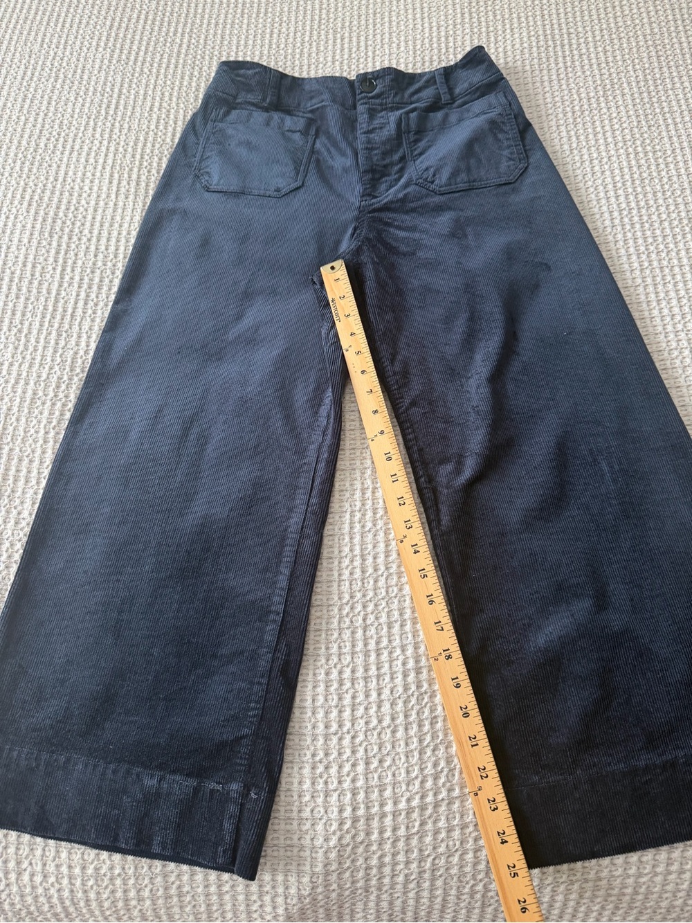 Anthropologie - Maeve - The Colette -Navy Wide-Leg Cropped Corduroy Pants - Picture 2 of 4